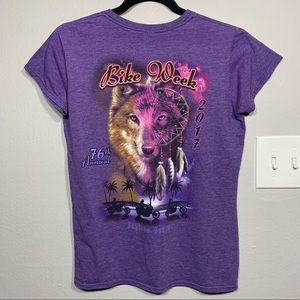 Wolf Dreamcatcher Daytona Bike Week Purple Tee‎ Size Large